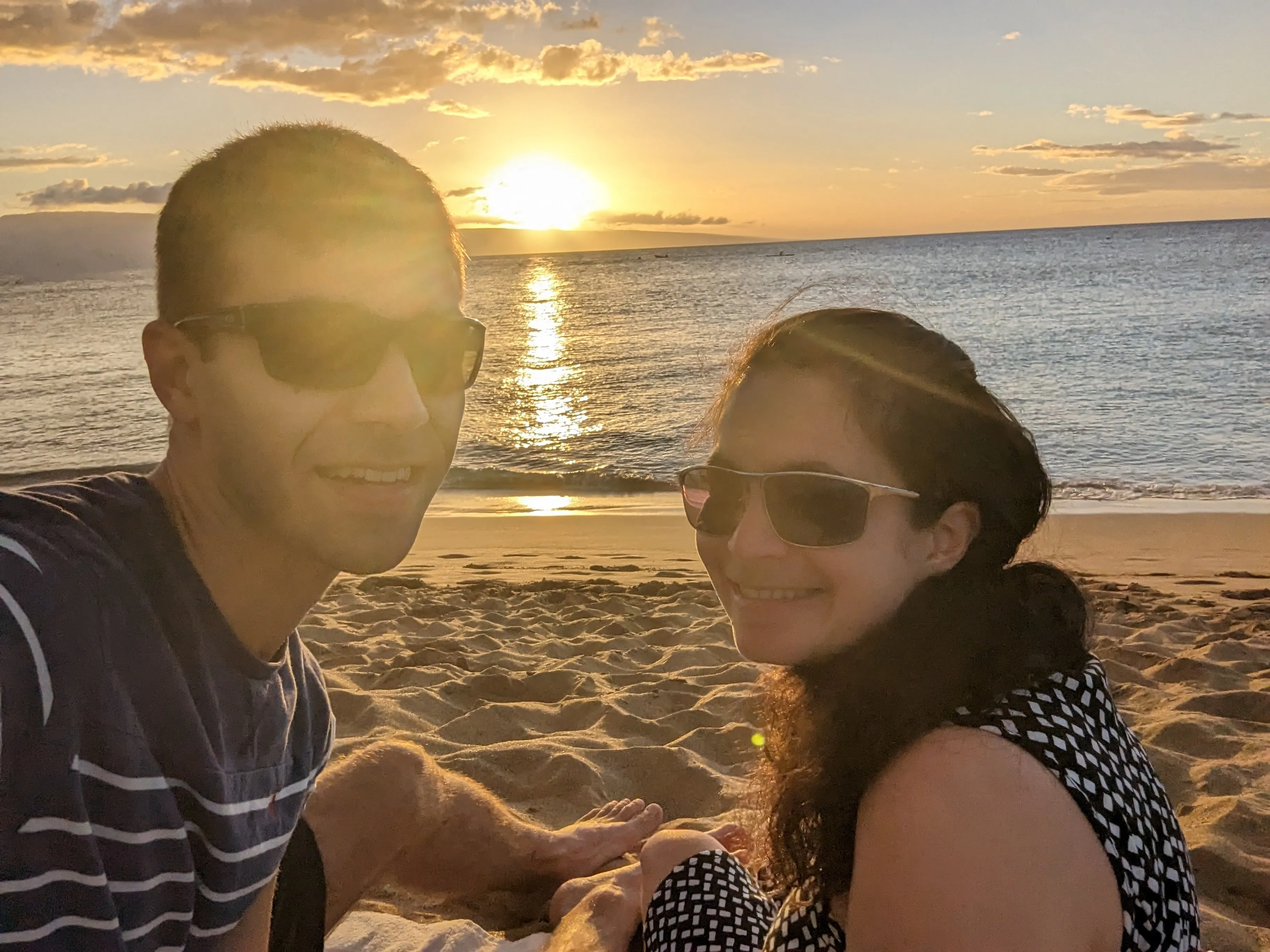 Daniella and Phil on a beach in Hawaii.